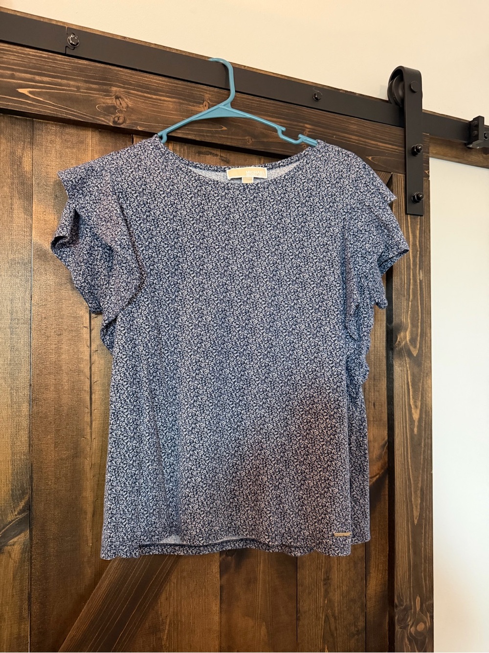 Michael Kors Navy Microprint Short Sleeve Tunic